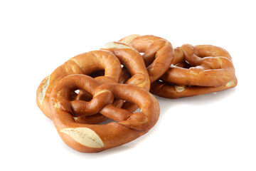 row of fresh soft baked pretzels