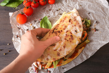 Mexican tacos, burritos, vegetarian tortilla. Delivery of food. Takeout food. A quick snack....