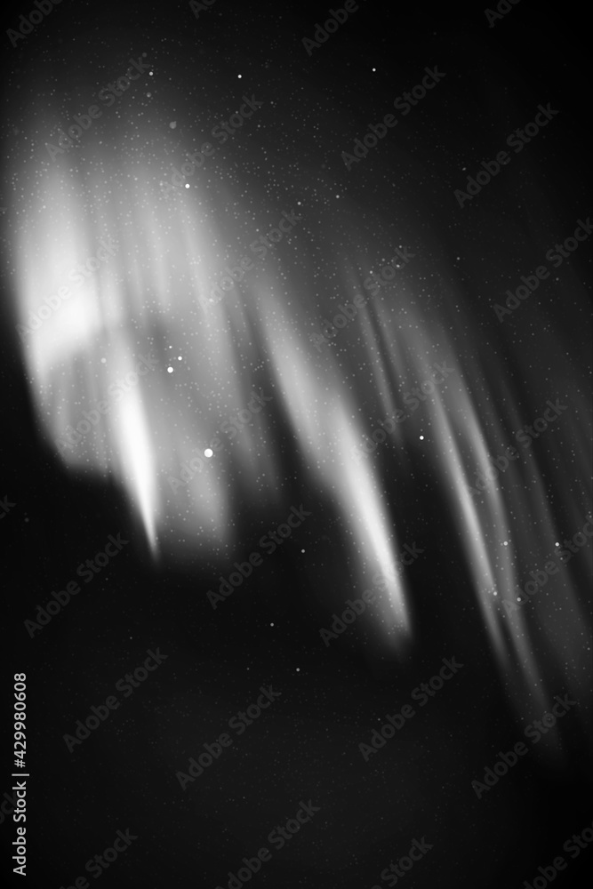 Sticker night starry sky. northern lights, aurora borealis. black white vector