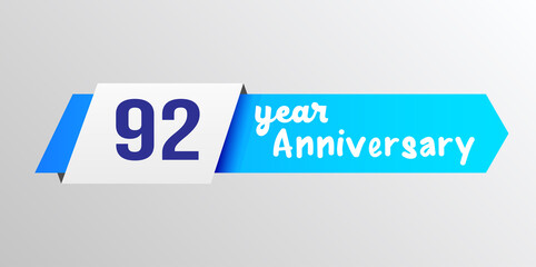 92 years anniversary celebration logo vector template design illustration - obrazy, fototapety, plakaty