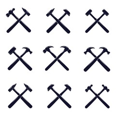 Crossed Hammer Icon Set