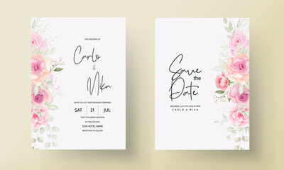 Soft pink floral wedding invitation card