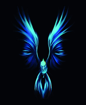 Blue Phoenix Logos Clipart Black And White Download - Phoenix