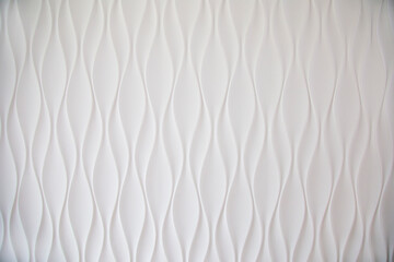 Design of wall panels. White panel, realistic 3d relief wave design. Future liquid modern interior...
