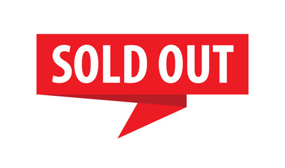 Sold Out - Origami Speech Bubble. Vector banner. Label set