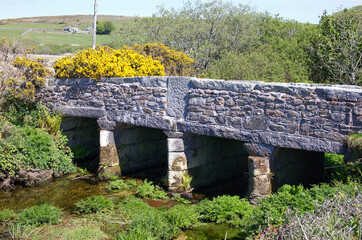 Old stone bridge on the upper River Fowey, Bodmin Moor, Cornwall