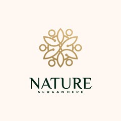 Collection of nature flower logo designs golden floral logo outline