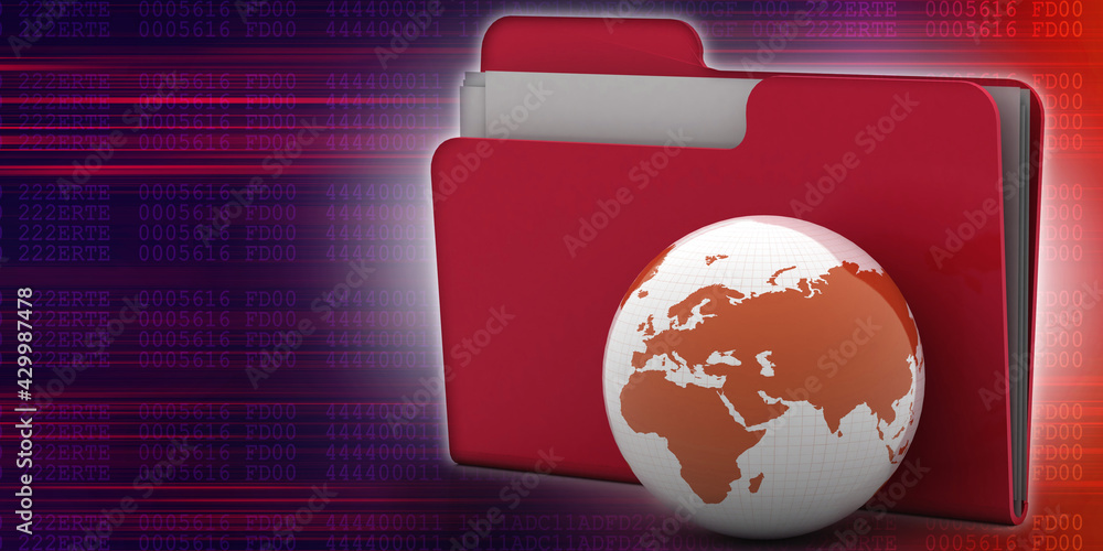 Poster 3d rendering folder with documents