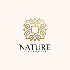 Collection of nature flower logo designs golden floral logo outline