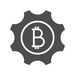 bitcoin digital money silhouette vector icon isolated on white. bitcoin cryptocurrency icon for web, mobile apps, ui design and print