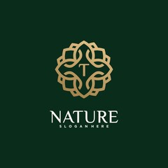 Collection of nature flower logo designs golden floral logo outline