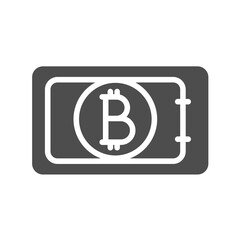 bitcoin digital money silhouette vector icon isolated on white. bitcoin cryptocurrency icon for web, mobile apps, ui design and print
