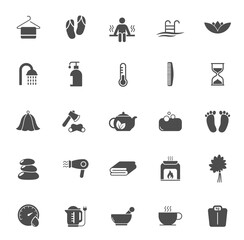 spa and sauna silhouette vector icons isolated on white. spa and sauna icon set for web, mobile apps, ui design and print