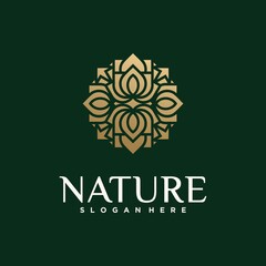 Collection of nature flower logo designs golden floral logo outline