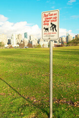 Prohibitive sign in the green park. Vancouver