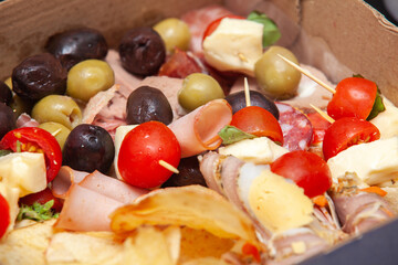 assorted cold appetizers close up
