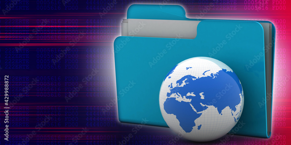 Poster 3d rendering folder with documents
