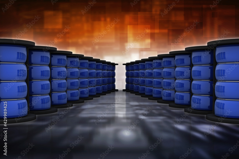 Poster 3d rendering Database storage data base