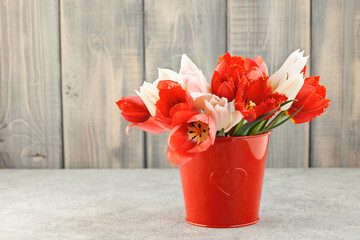 Bouquet of colorful tulips