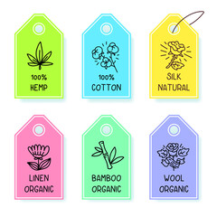 Vector set of color label with text and icon