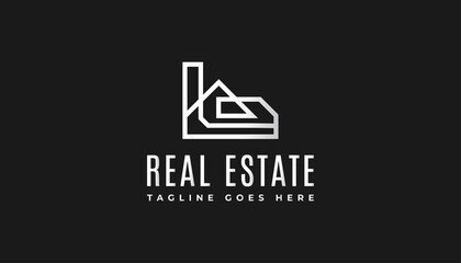 Minimalist Real Estate Logo in Linear Concept. Construction, Architecture or Building Logo Design Template