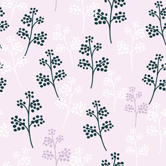 Seamless pattern with hand drawn flowers in minimalistic style. Creative hight detailed floral texture. Great for fabric, textile Vector Illustration