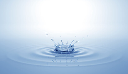 Water splash with drops. 3D illustration