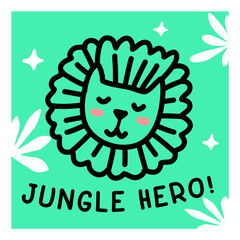 Vector illustration of cute head of lion