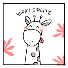 Fototapeta na wymiar Vector illustration of cute head of giraffe
