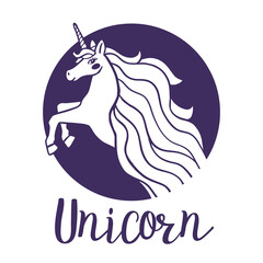 Vector illustration of head of beautiful unicorn with horn and mane