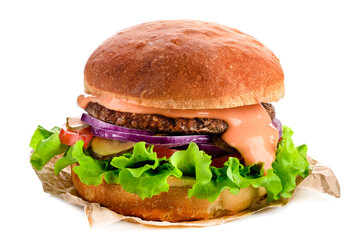 beef burger isolated on white background