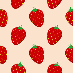strawberry flat design seamless pattern. Vector illustration of art. Vintage background. Kitchen and restaurant design for fabrics, paper