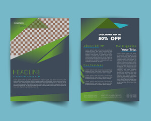 Flyer layout template in A4 size. Modern Brochure template cover design, annual report, poster with geometric and wavy lines.