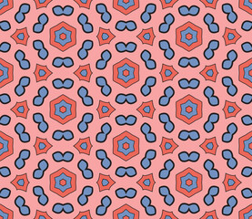 Abstract colorful doodle geometric flower seamless pattern. Floral background. Mosaic, geo tile of thin line ornament.
