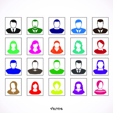 Businesspeople avatar profile picture set including males  females - on white background