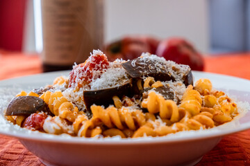 Pasta alla norma, a traditional recipie of italian food tradition