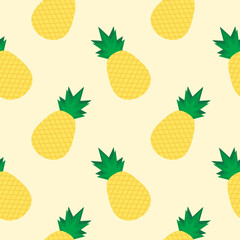 pineapple flat design seamless pattern. Vector illustration of art. Vintage background. Kitchen and restaurant design for fabrics, paper