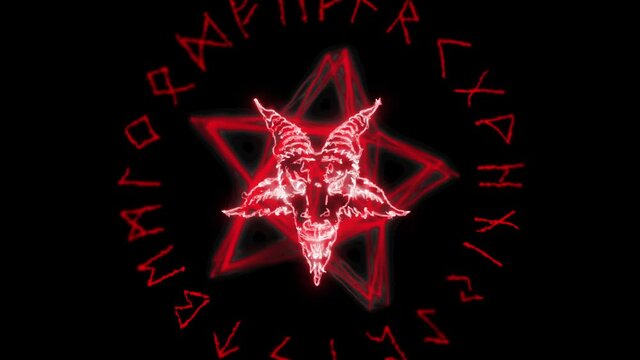 Burning Pentacle symbol in a circle. Fire animation pentagram symbol talisman pentacle esoteric pentagram. Pentacle red neon star amulet satanic pentagram amulet talisman.