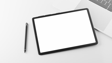 3d render of tablet with laptop for your mockup design
