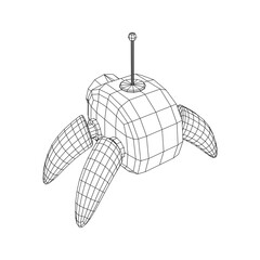 Spider robot with radar antenna. Nanobot, nanotechnology medical concept. Wireframe low poly mesh vector illustration