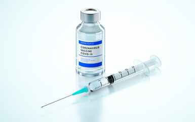 Vaccine and syringe with white background - 3D illustration	