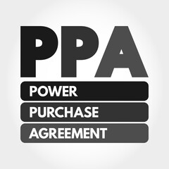 PPA - Power Purchase Agreement acronym, concept background