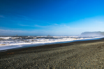 Sunny winter day at Rialto Beach, Mora Area, Olympic National Park, Washington