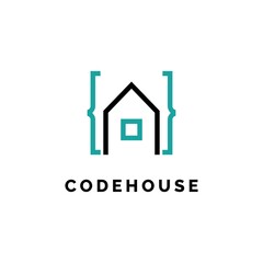 Code house logo design illustration symbol vector template