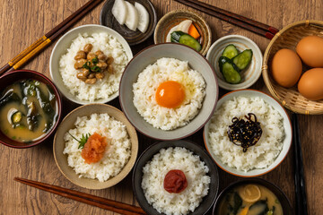 ごはんとおかず　Side dishes of rice japanese food