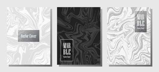 Abstract marble prints, vector cover design templates.