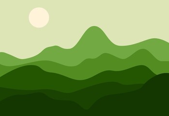 Mountains landscape with different colours and sun.