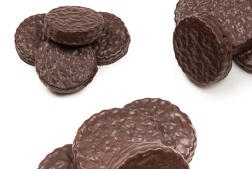 Chocolate cookies isolated on white.
