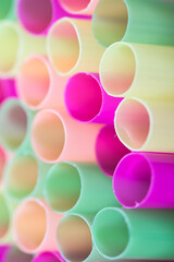 Close Up Of multi-colored drinking straws