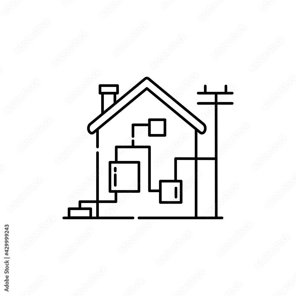Poster engineering communications in private house color line icon. pictogram for web page, mobile app